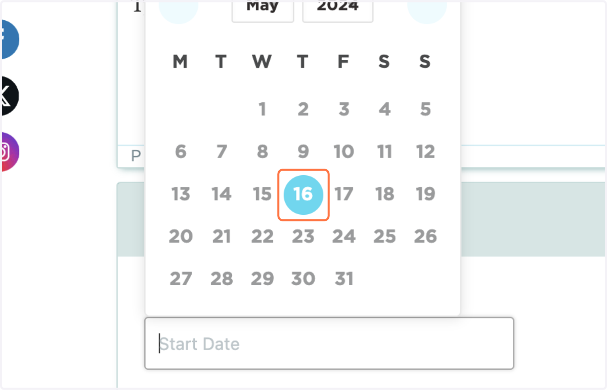 Select the correct starting date on the calendar