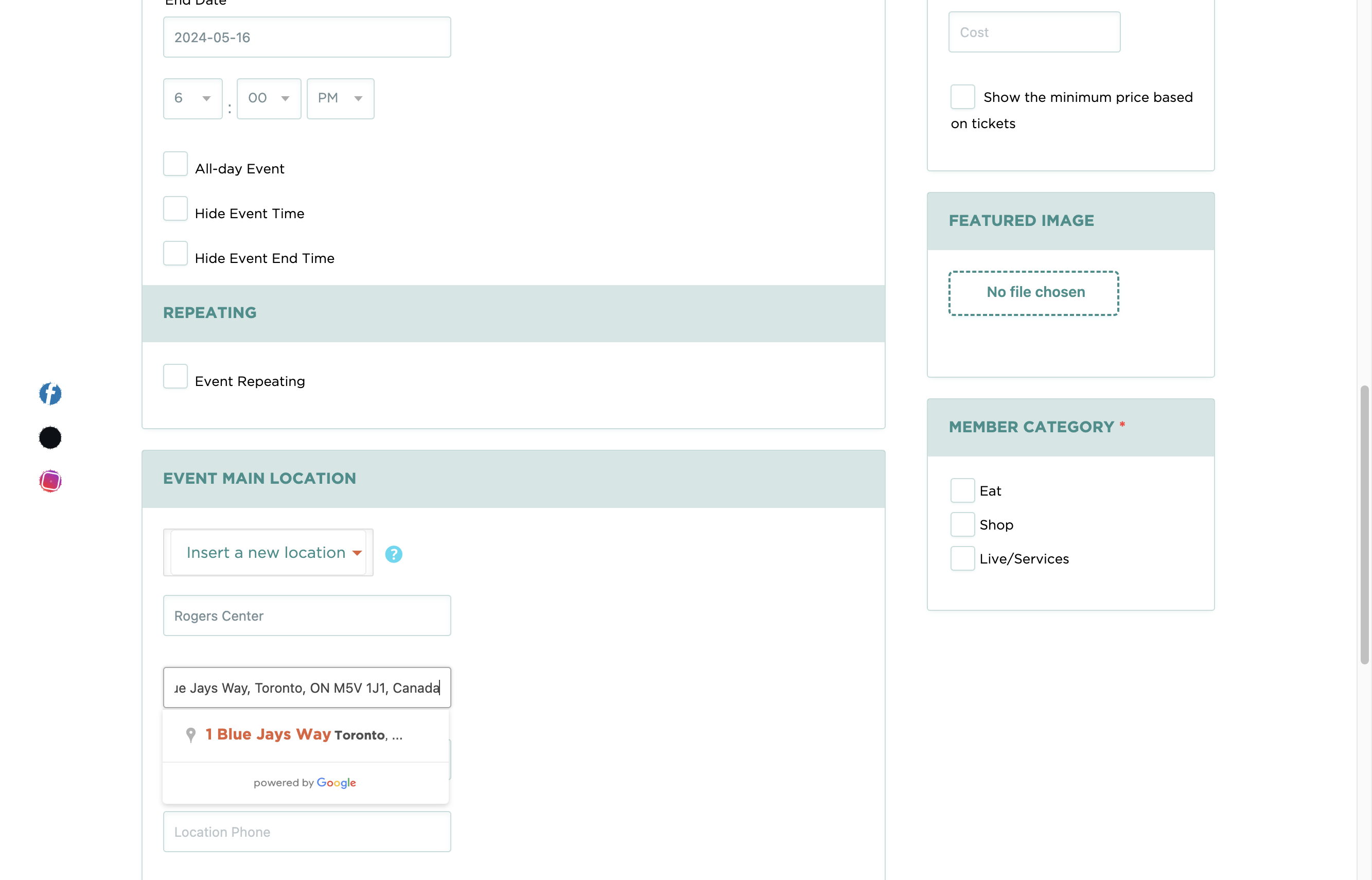 Click on the corresponding address generated