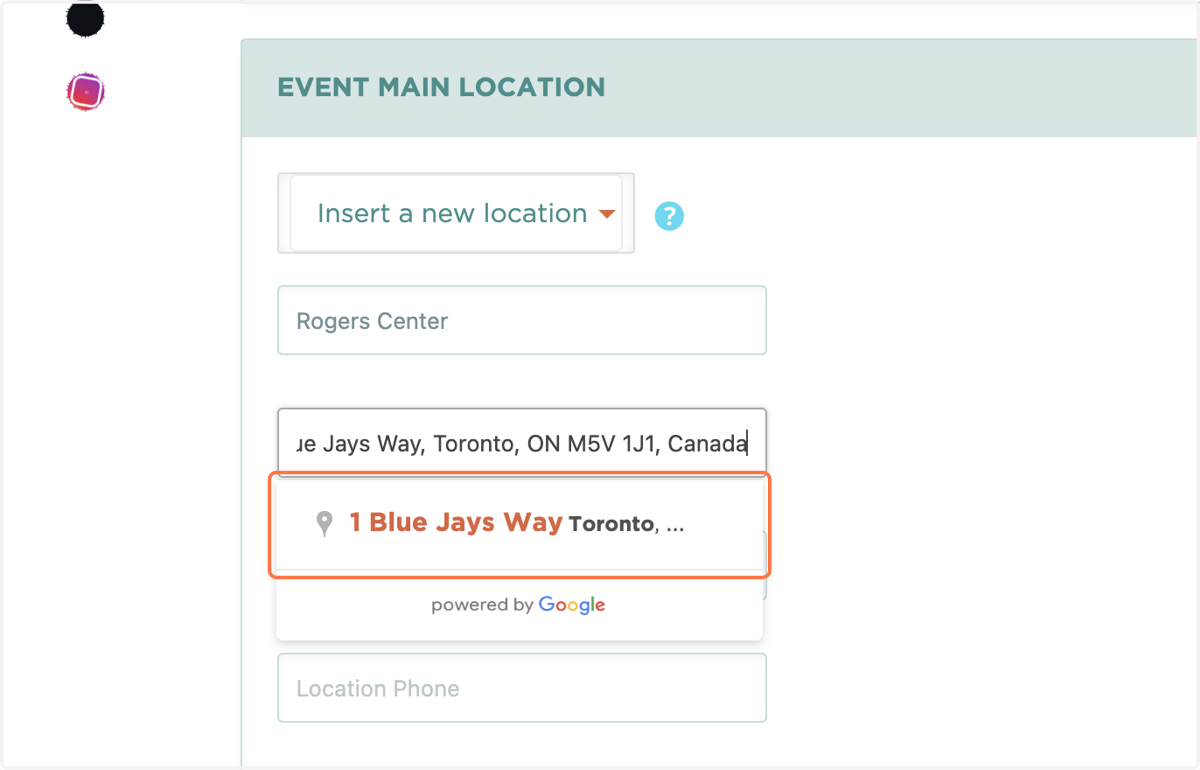 Click on the corresponding address generated