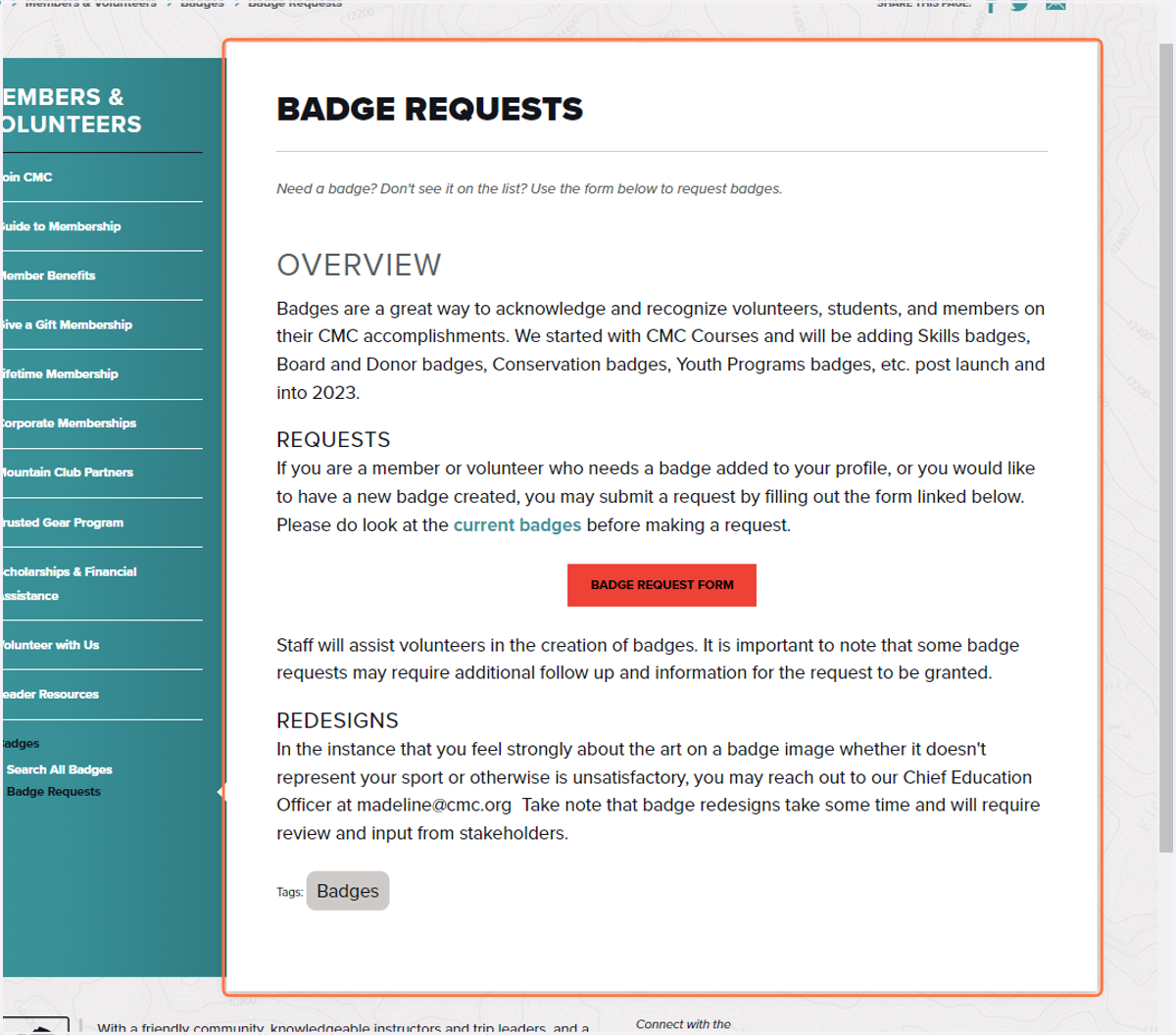 Click on Badge Request Form