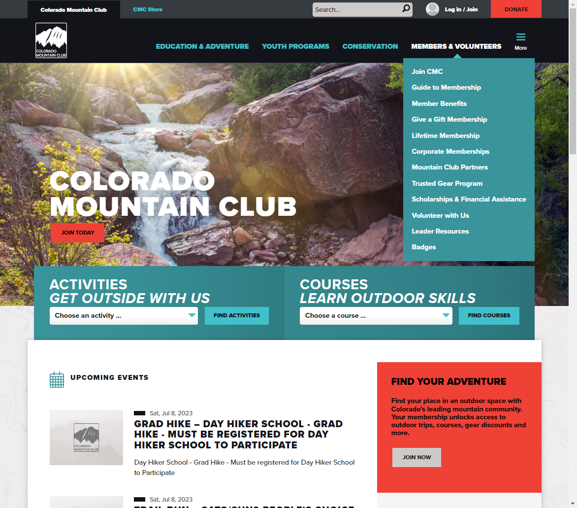 Click on MEMBERS & VOLUNTEERS