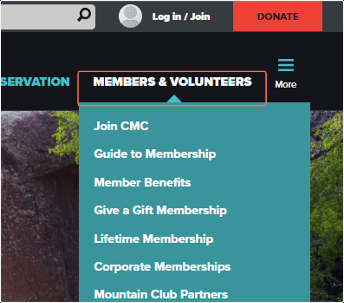 Click on MEMBERS & VOLUNTEERS