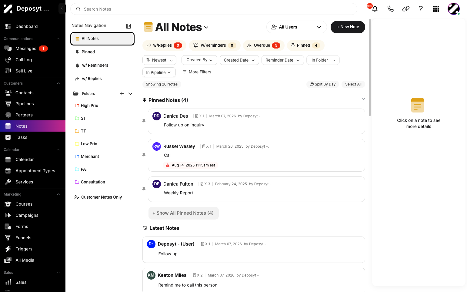 Step 2: Click the ‘All Notes’ button to view all notes.