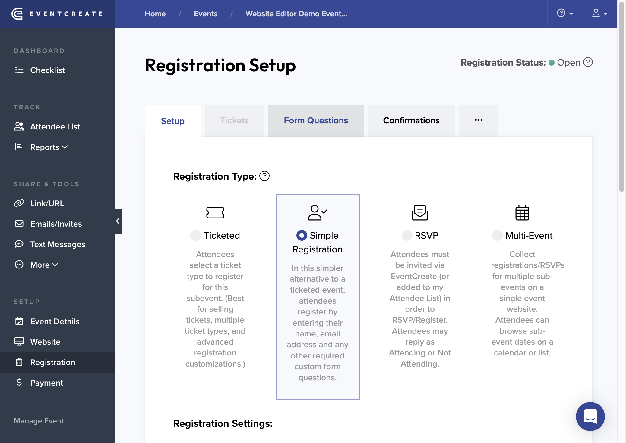 Click on Form Questions