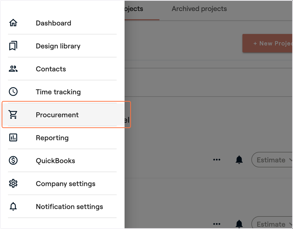 Click on "Procurement"