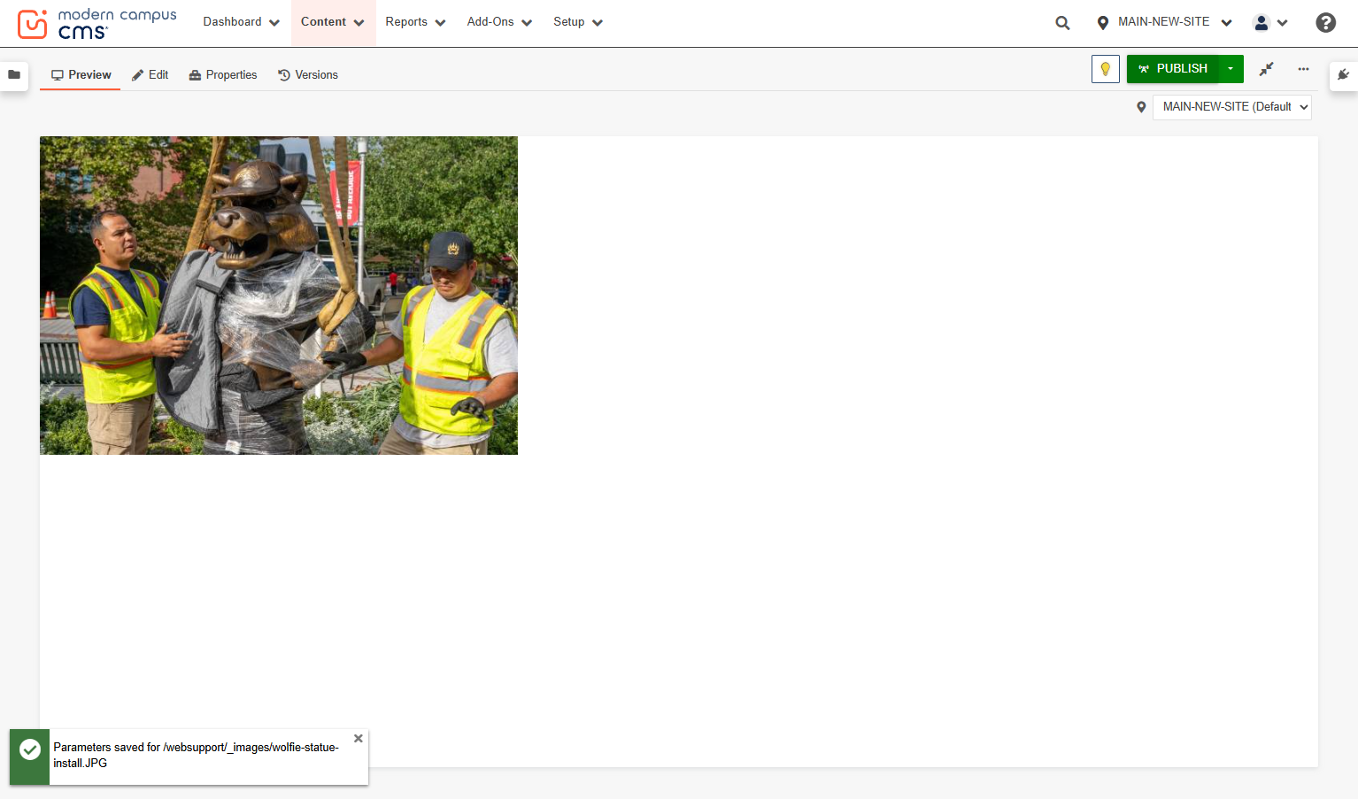 Click on PUBLISH