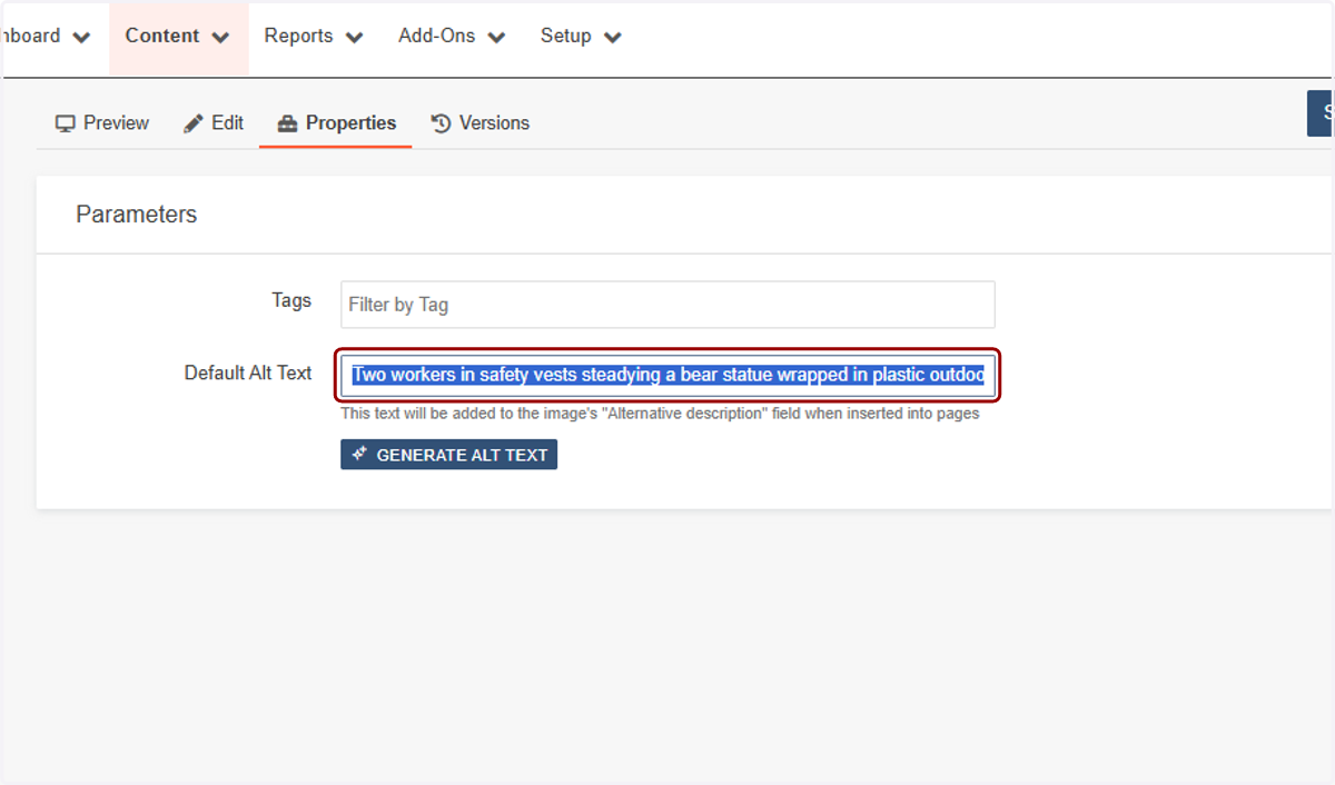 Carefully check the alt text generated. Wolfie is not a bear!