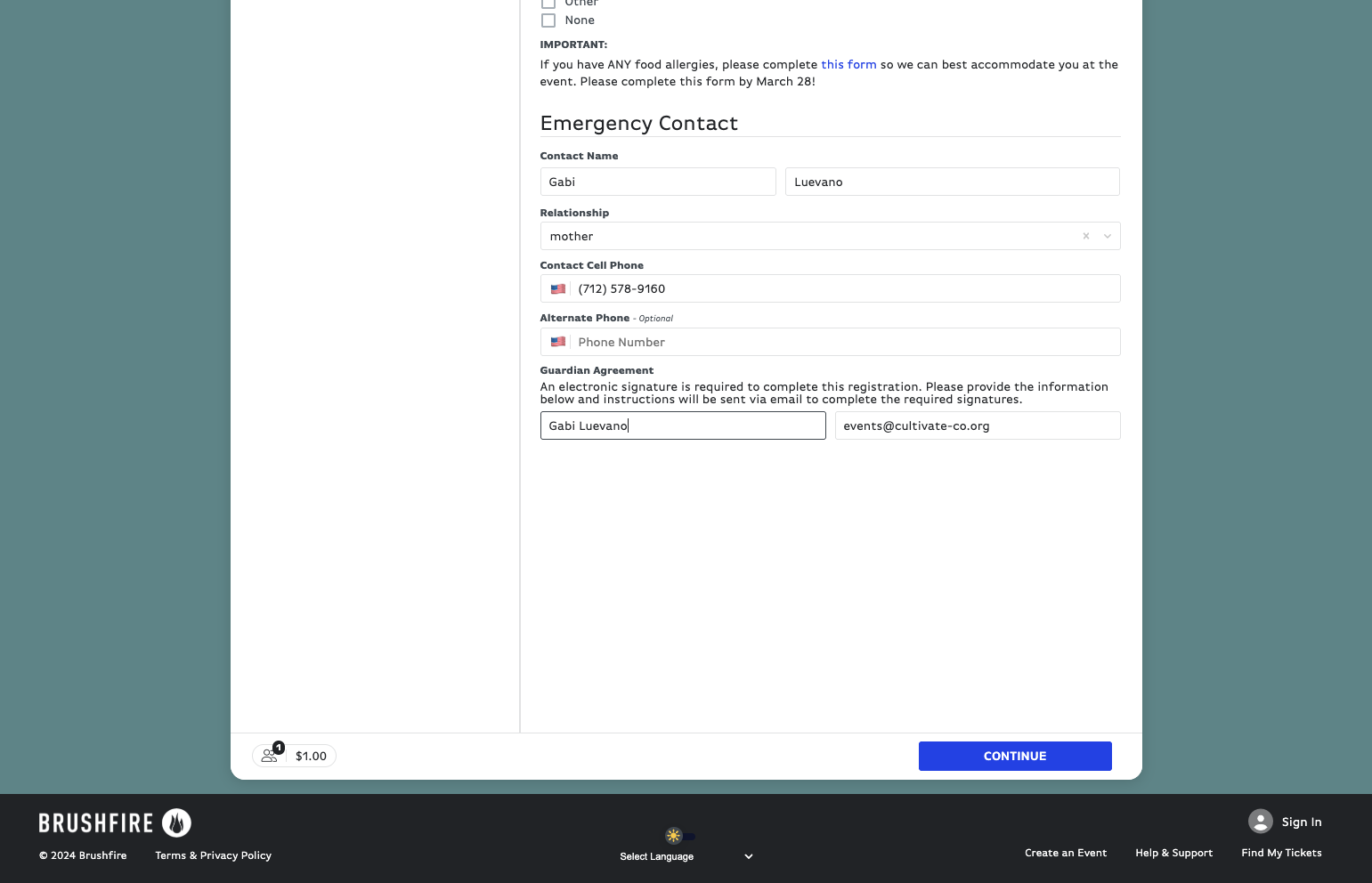 Click on CONTINUE