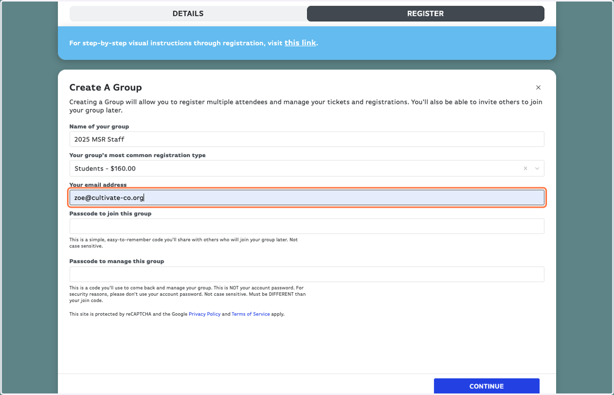 Type your email address