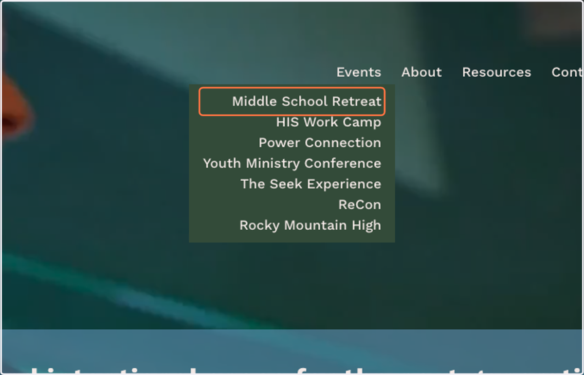 Click on Middle School Retreat