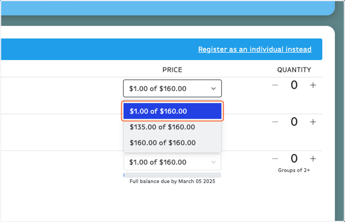 IMPORTANT: Choose your payment amount. There are only 3 options for a reason!