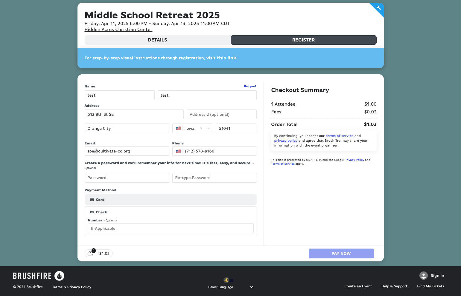 Click on PAY NOW