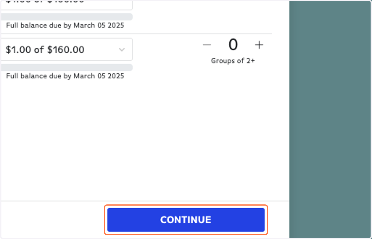 Click on CONTINUE