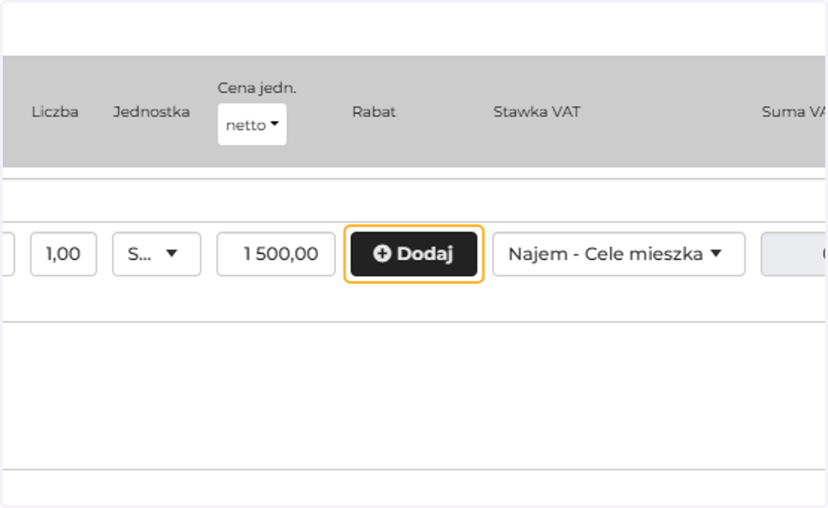 Kliknij dodaj rabat