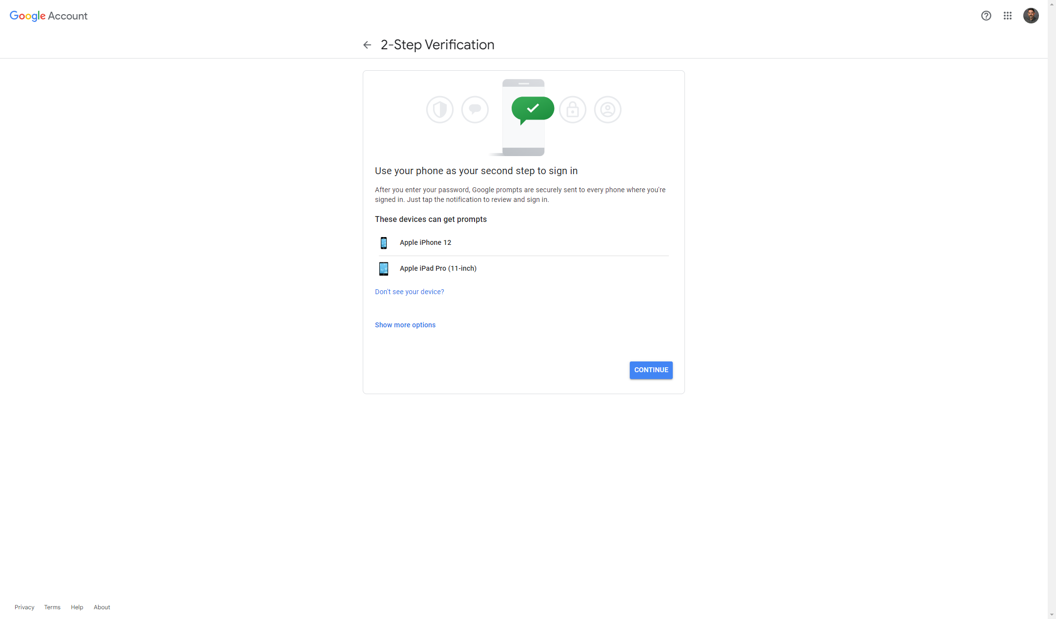 Click on CONTINUE