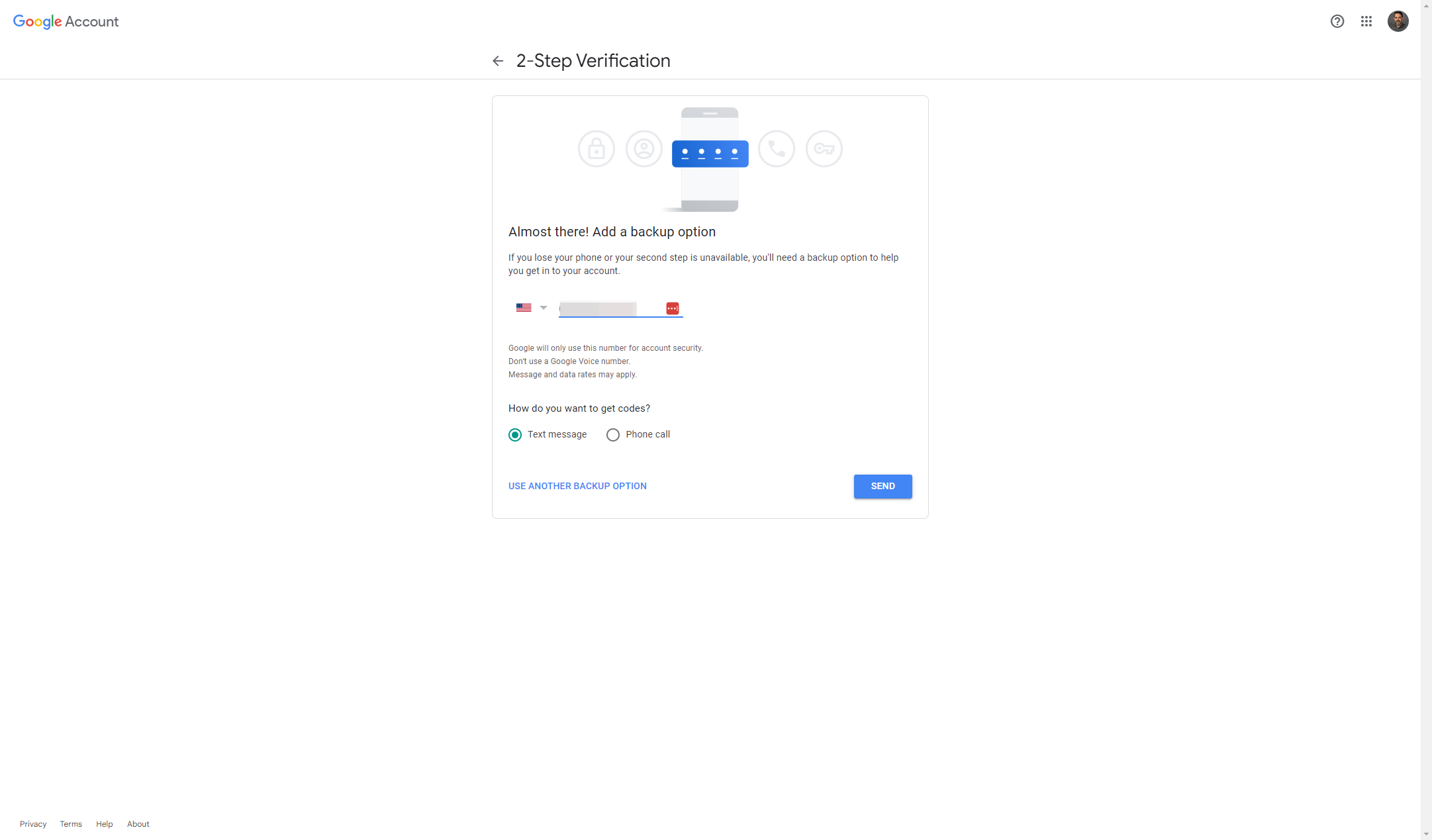 Type in your phone number