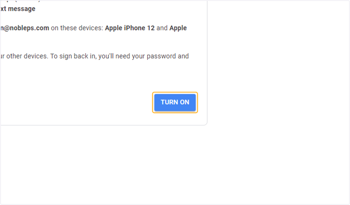 Click on TURN ON
