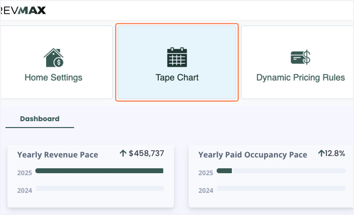 Click on Tape Chart or Home Settings