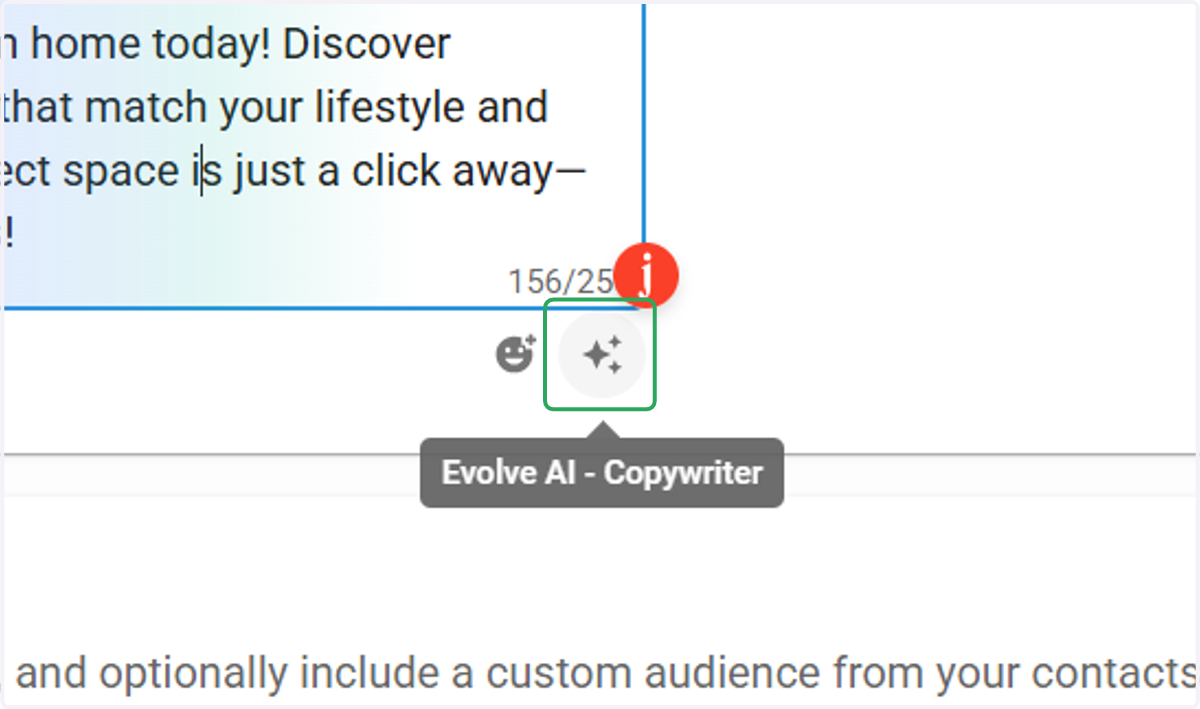 Use the "Evolve AI - Copywriter" tool if you need help writing the ad text.
