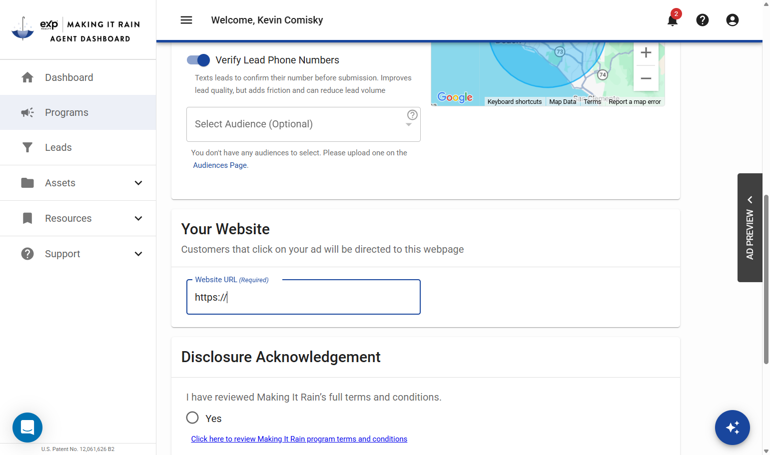 Click on Website URL (Required)