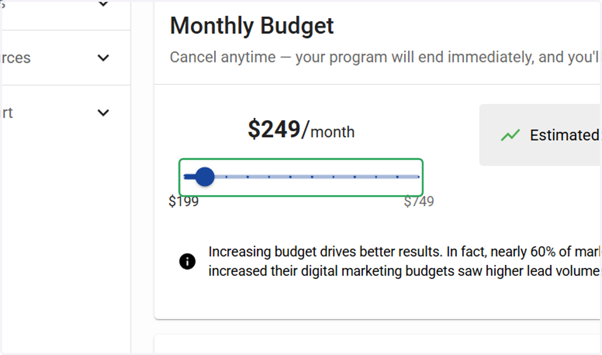 Select your monthly budget.