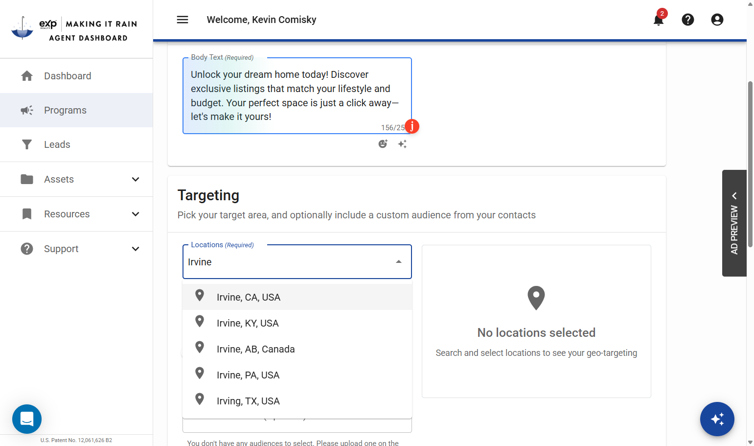 A. Type Locations (Required) B. Select Locations (Required)