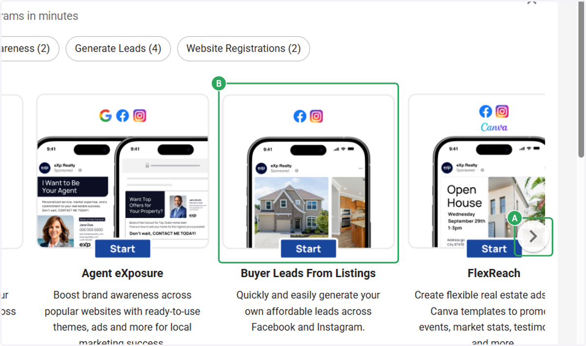 A. Scroll if Needed B. Click on "Buyer Leads from Listings"