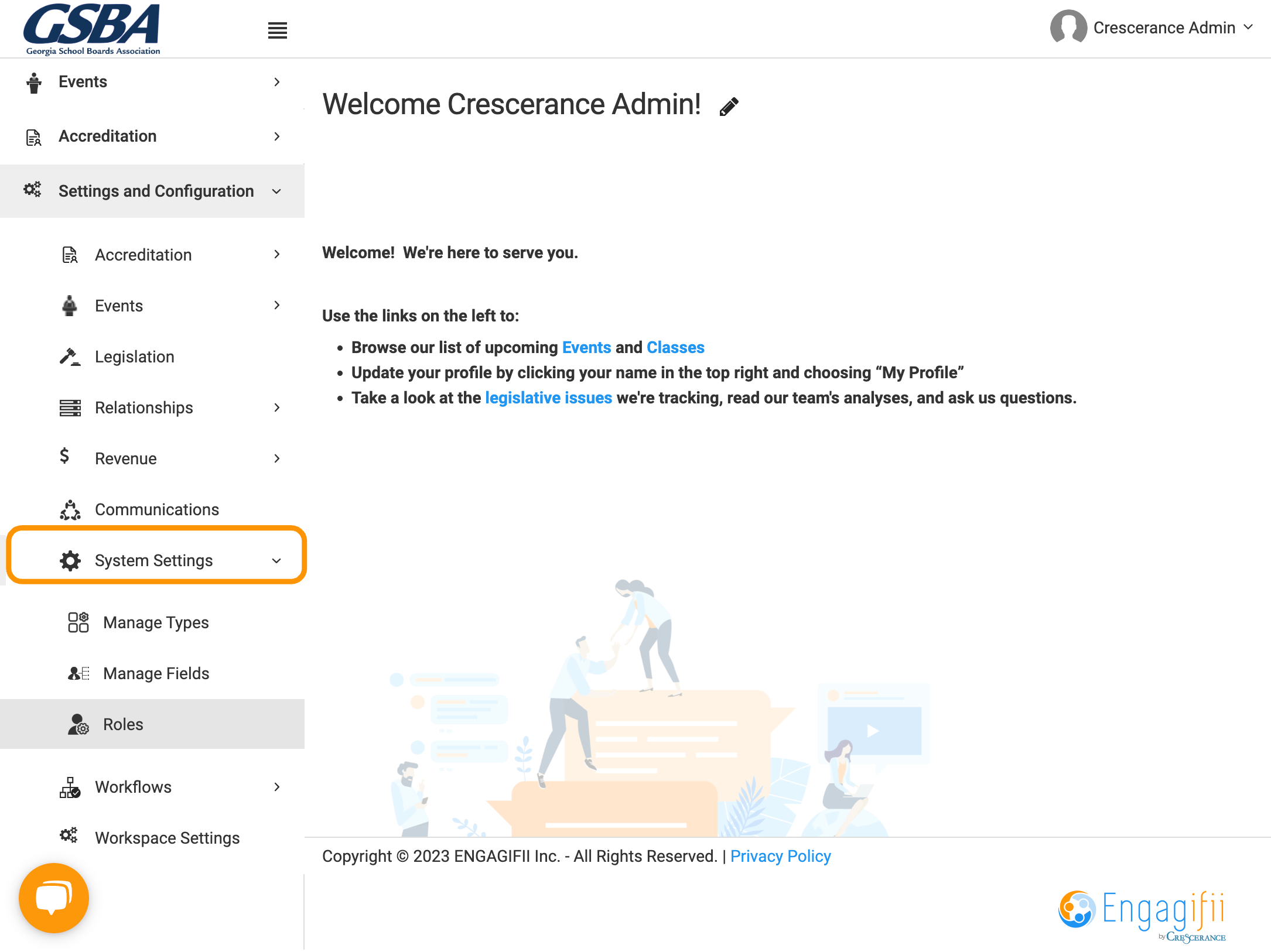 Click on System Settings and then Roles