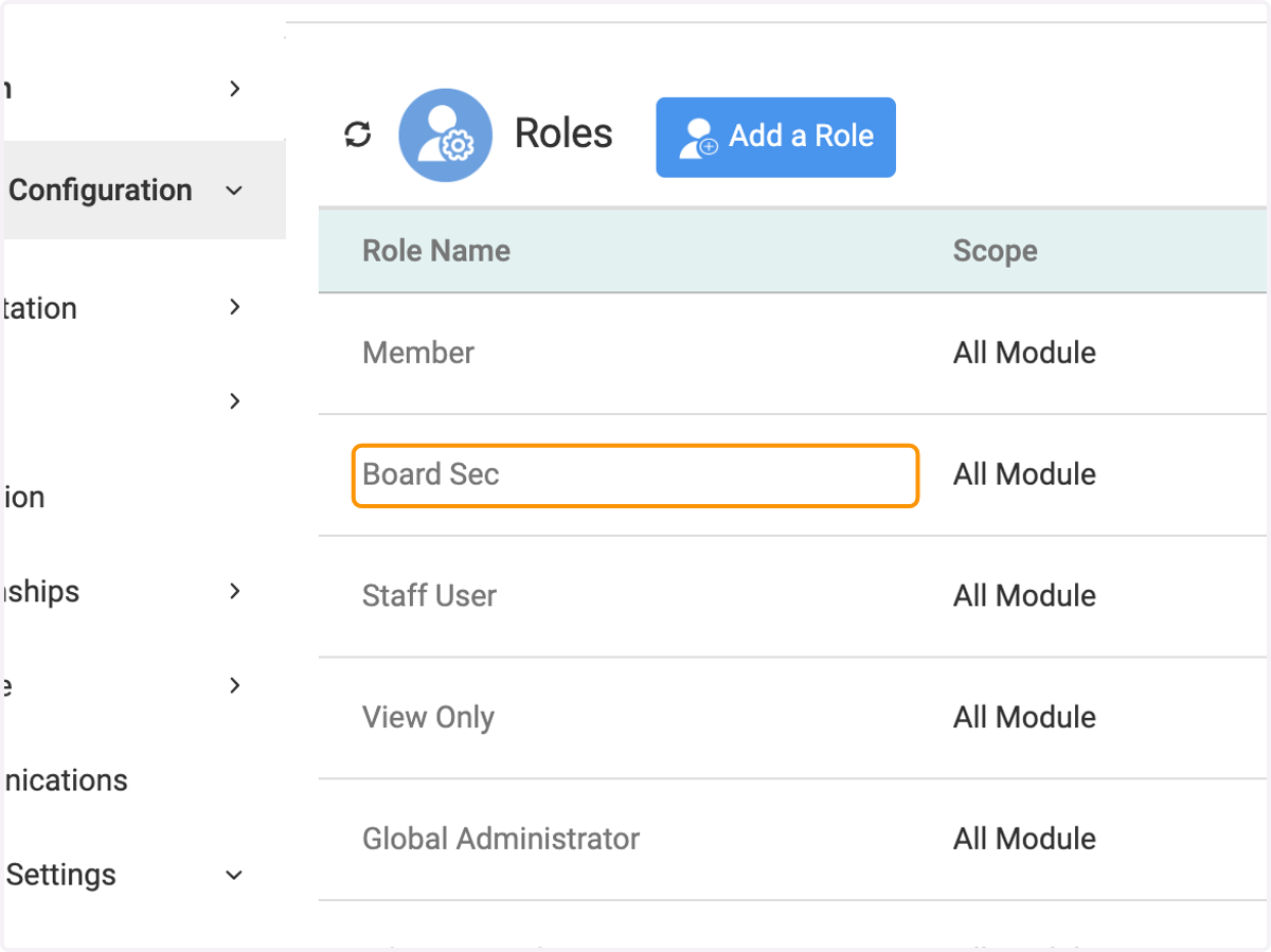 Click on the role you wish to manage