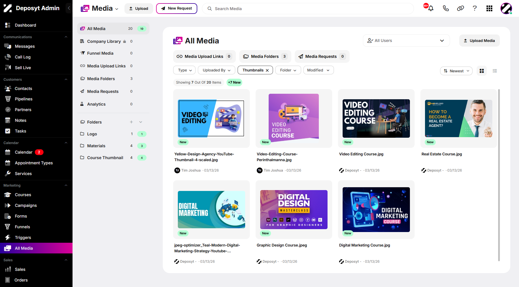 Filtering Media (Card View)
