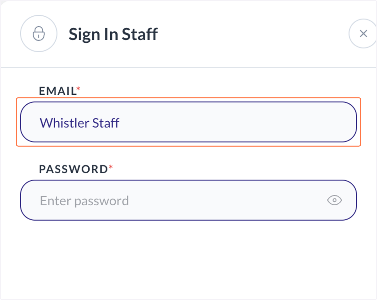 Select the General Staff Account in the EMAIL dropdown