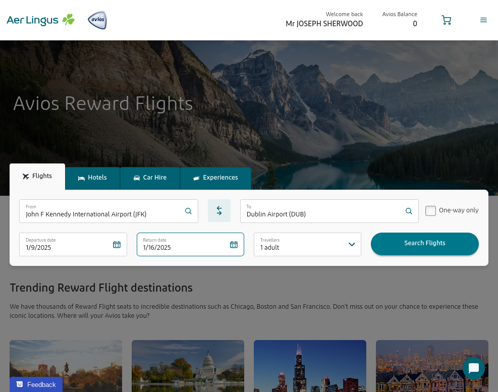 Click on Search Flights