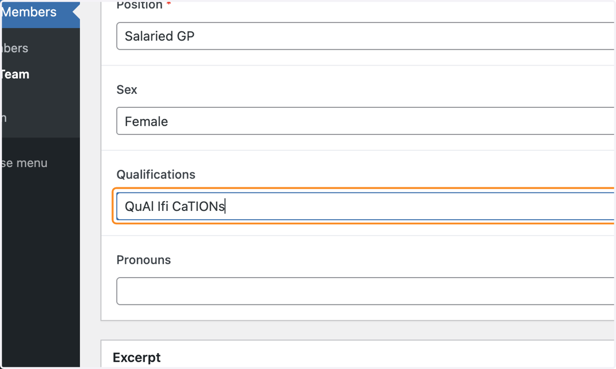 The Qualifications box with some qualifications added
