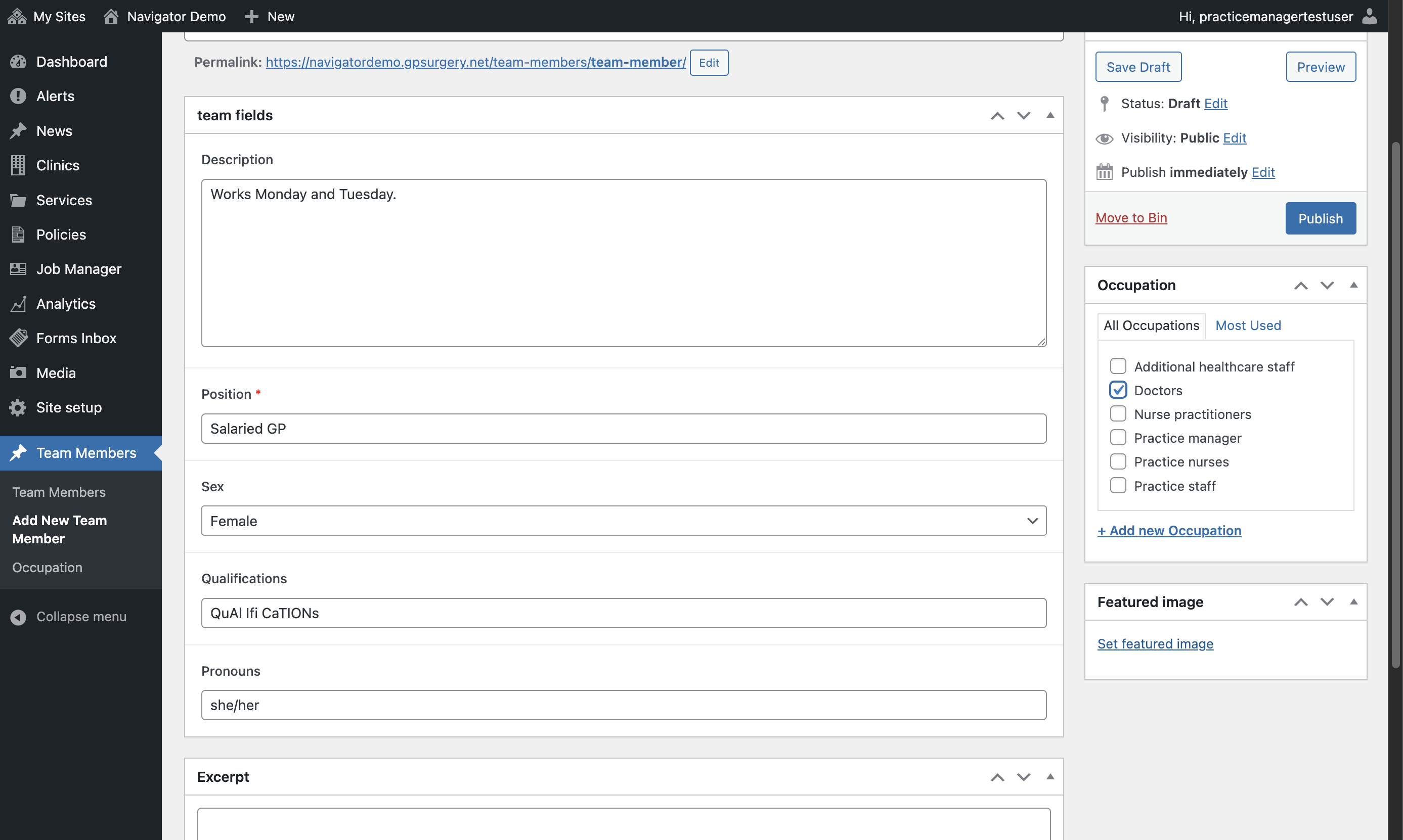 The Featured image box with the Set featured image link selected