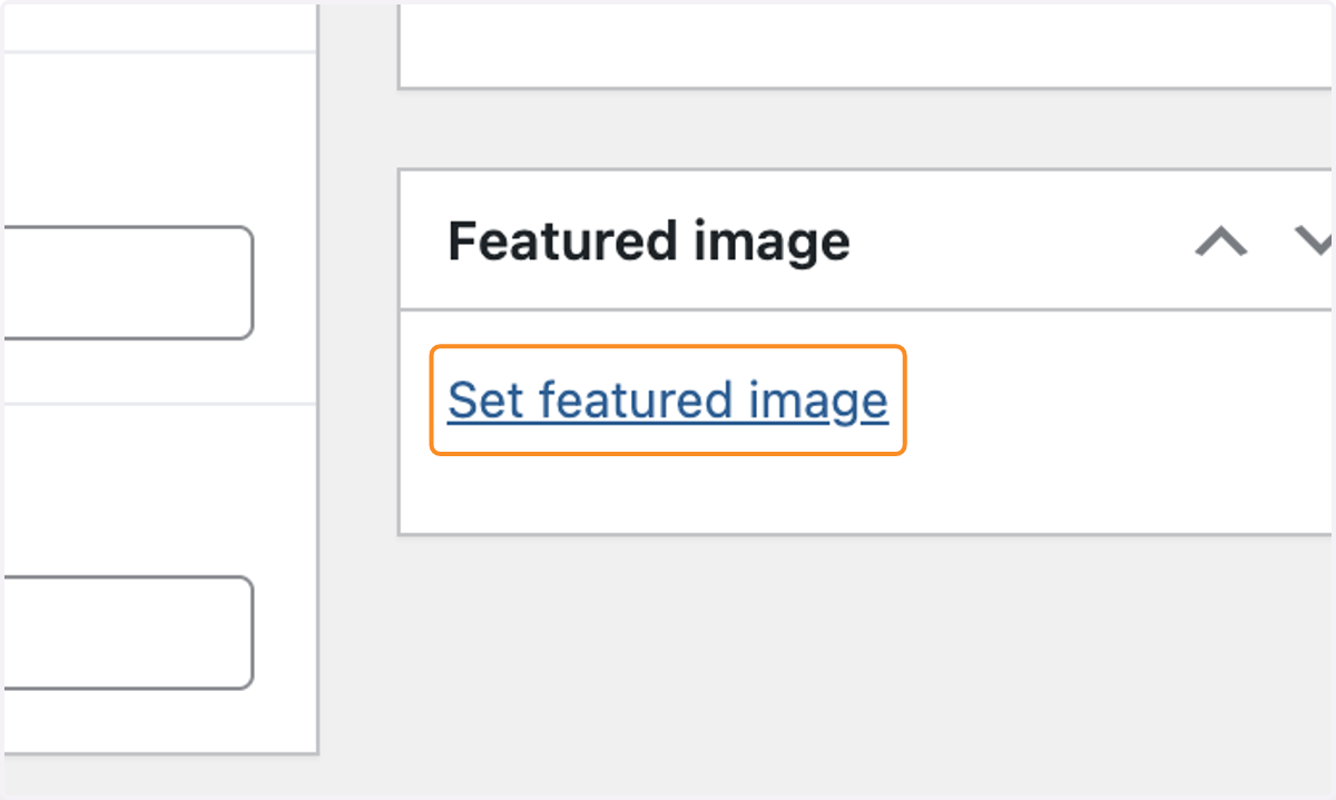 The Featured image box with the Set featured image link selected