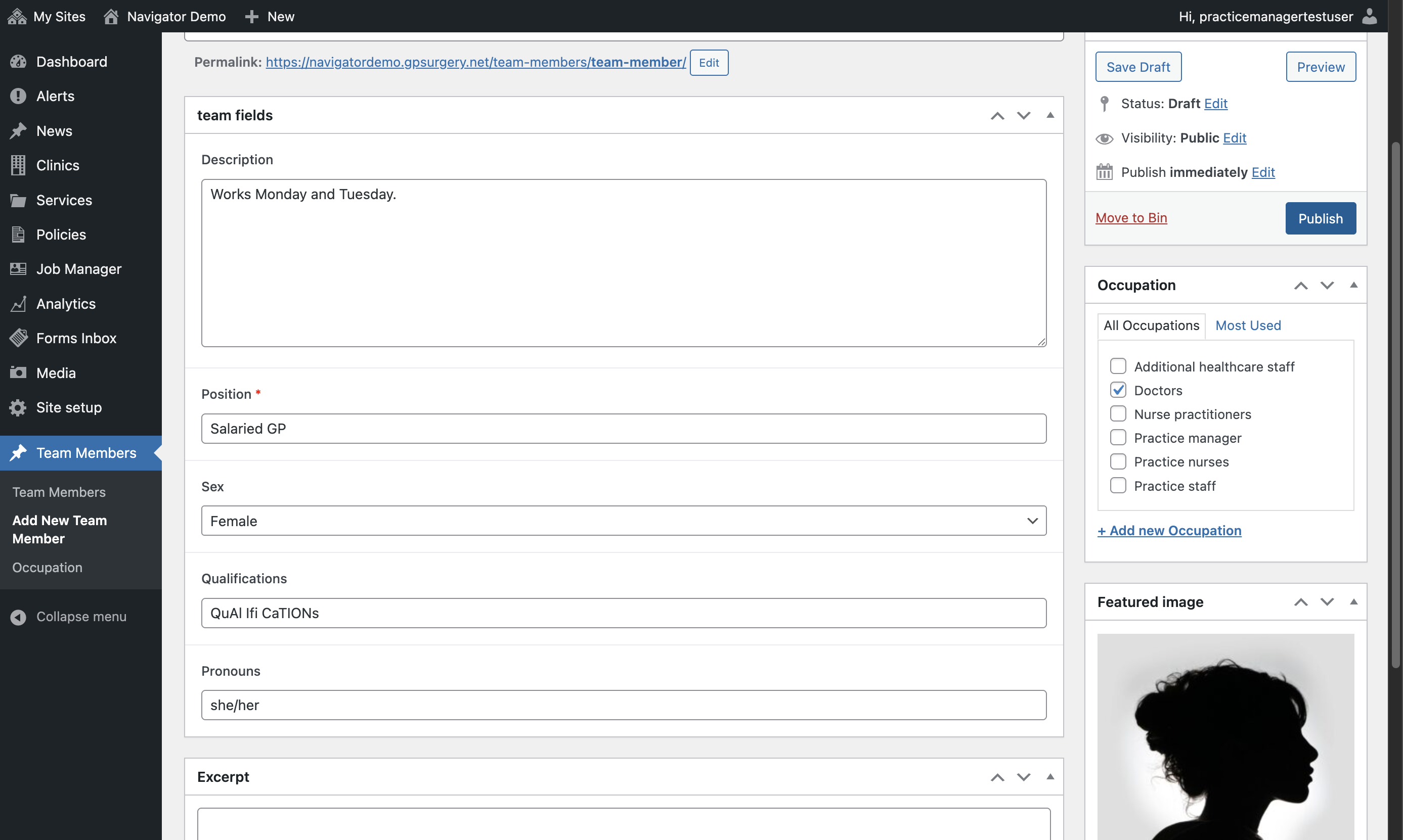 The Publish button in the Publish box