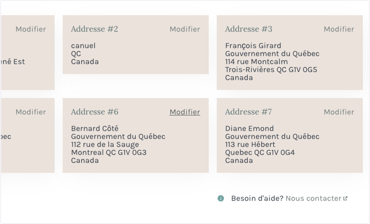 POUR MODIFIER UNE ADRESSE