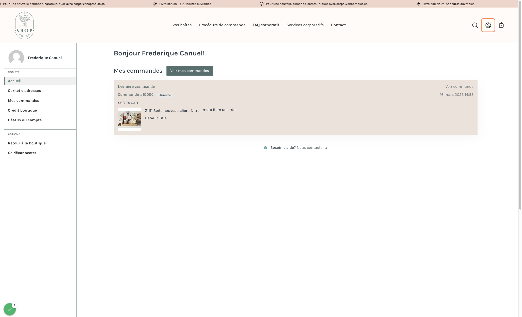 Se connecter à "Mon compte"