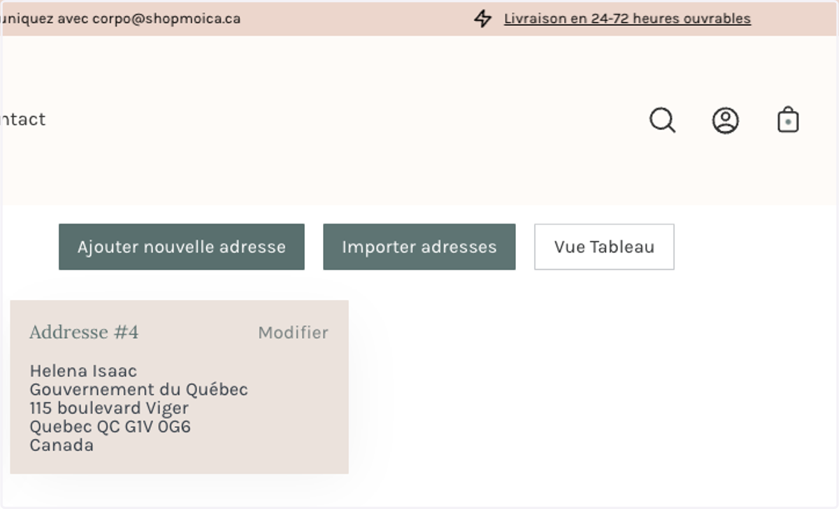 Cliquer sur "Importer adresses" (adresse unique ou multiples adresses)