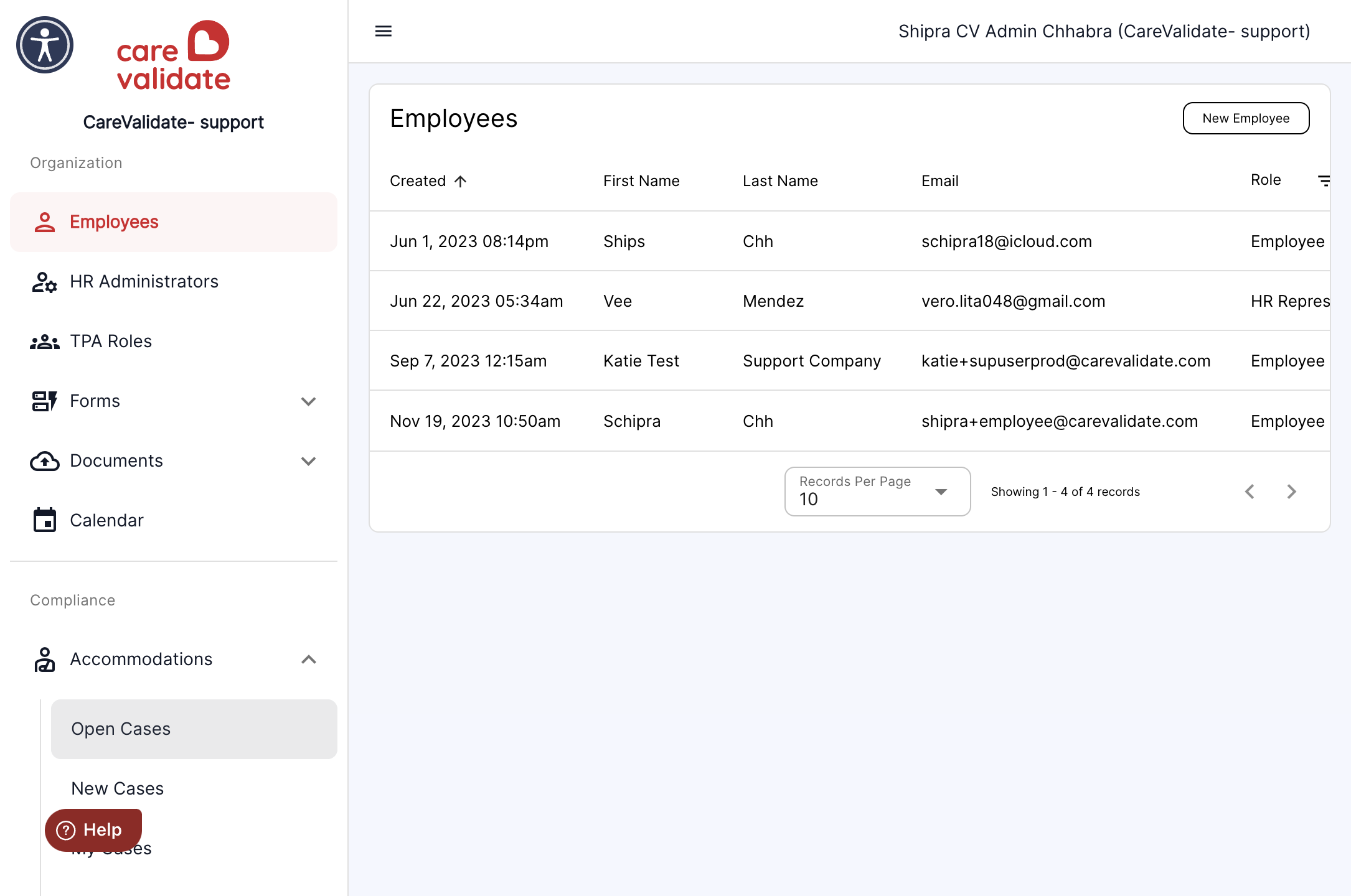 From the drop down accommodations menu, click on the open cases.