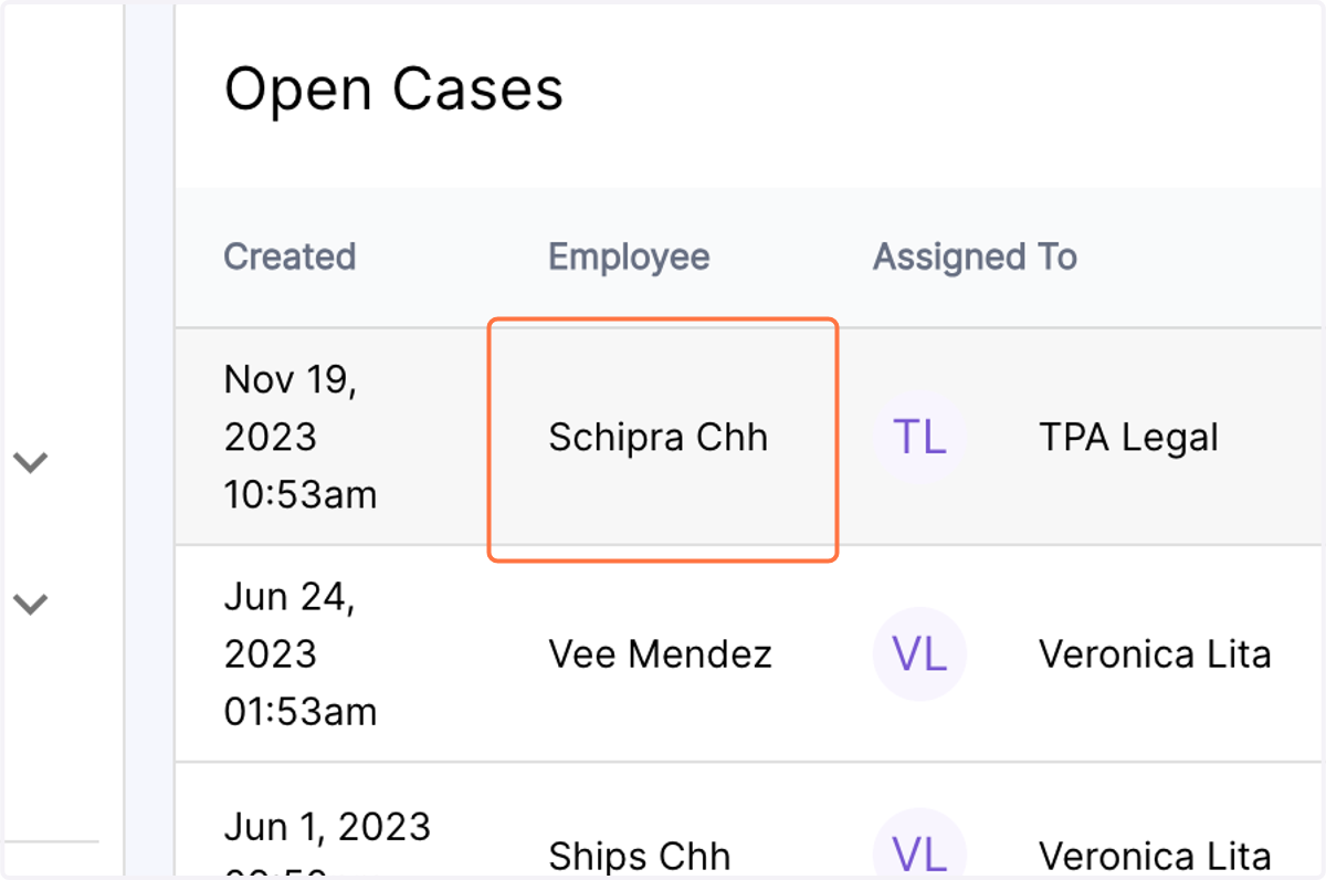 Click on the case which has been assigned to the TPA Legal department