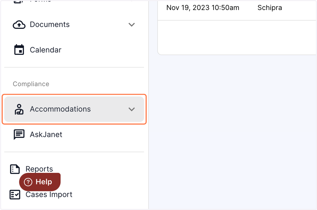 Click on the "Accommodations" tab in the left panel of the dashboard.