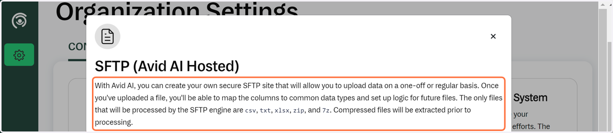 SFTP (Avid AI Hosted) information