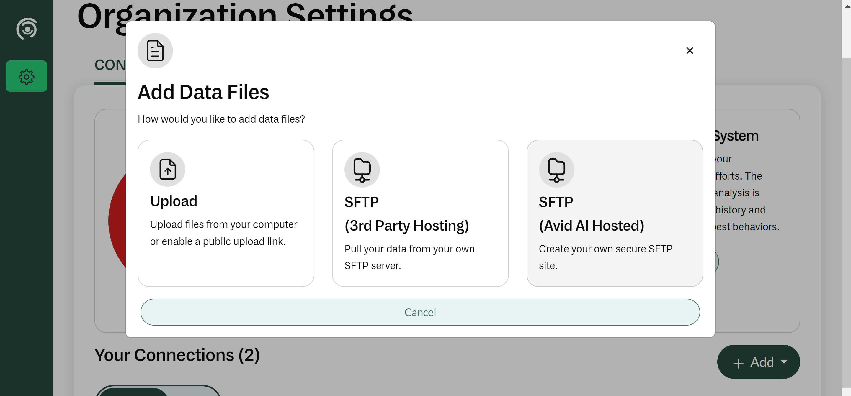 You can also choose for Avid to host your SFTP for your organization