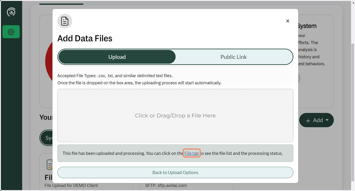 Once the file is uploaded, Click on File tab