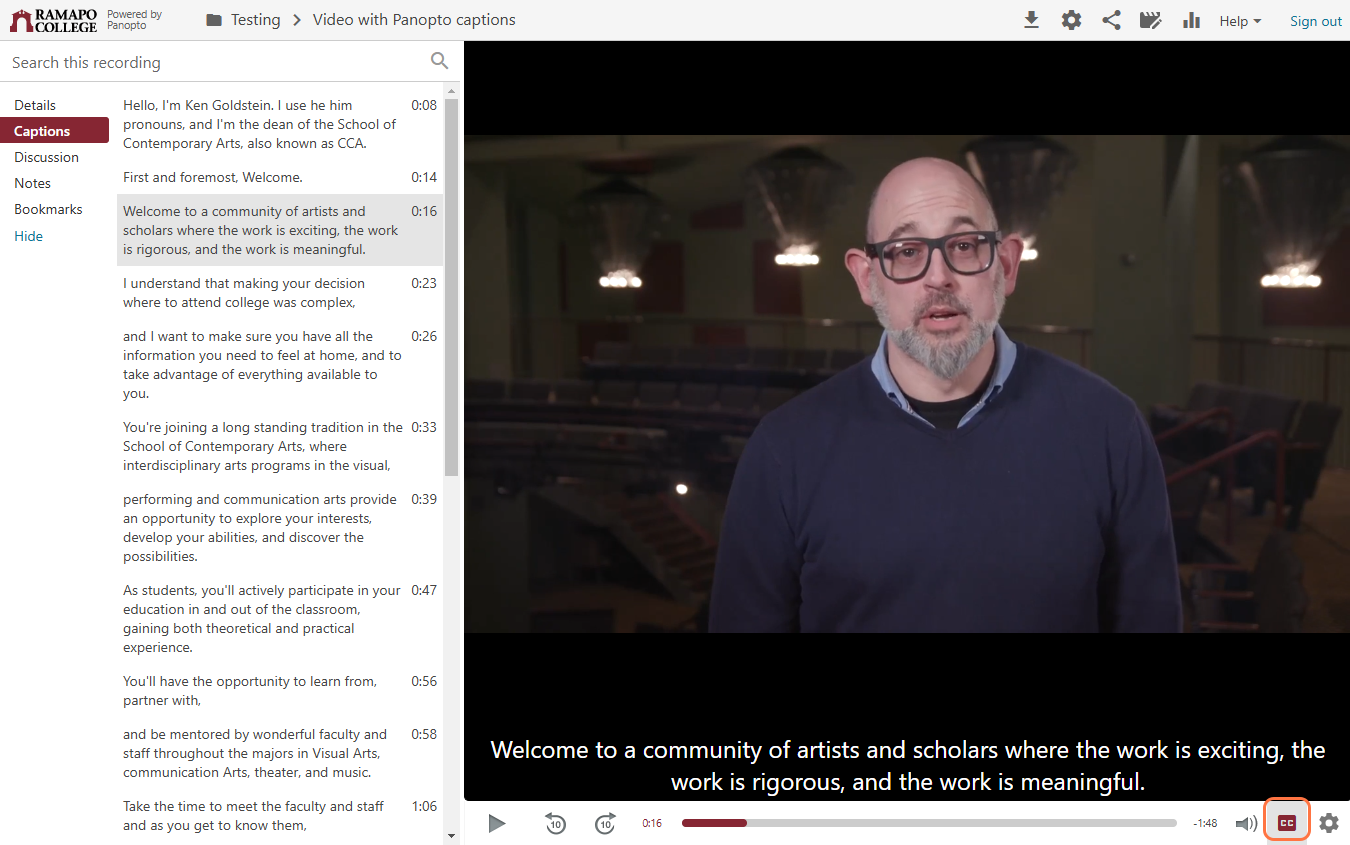 Students can now watch the video with captions.