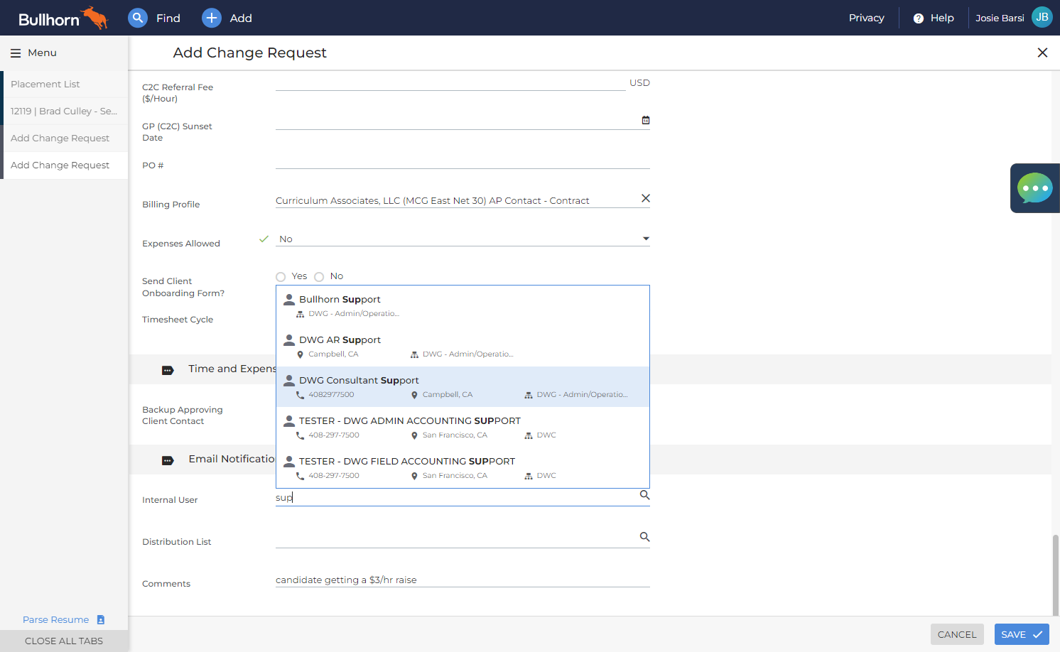 Add DWG Consultant Support on ANY Change Request