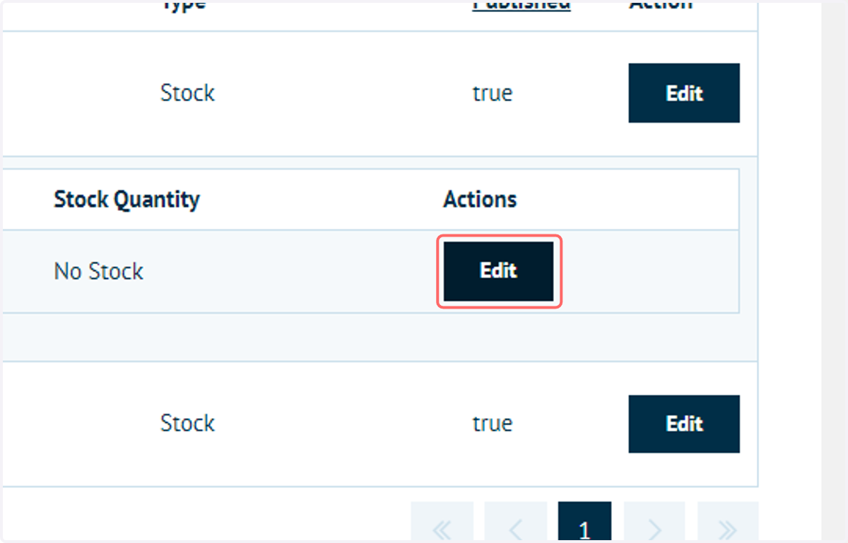 Click on Edit to access the product variant settings