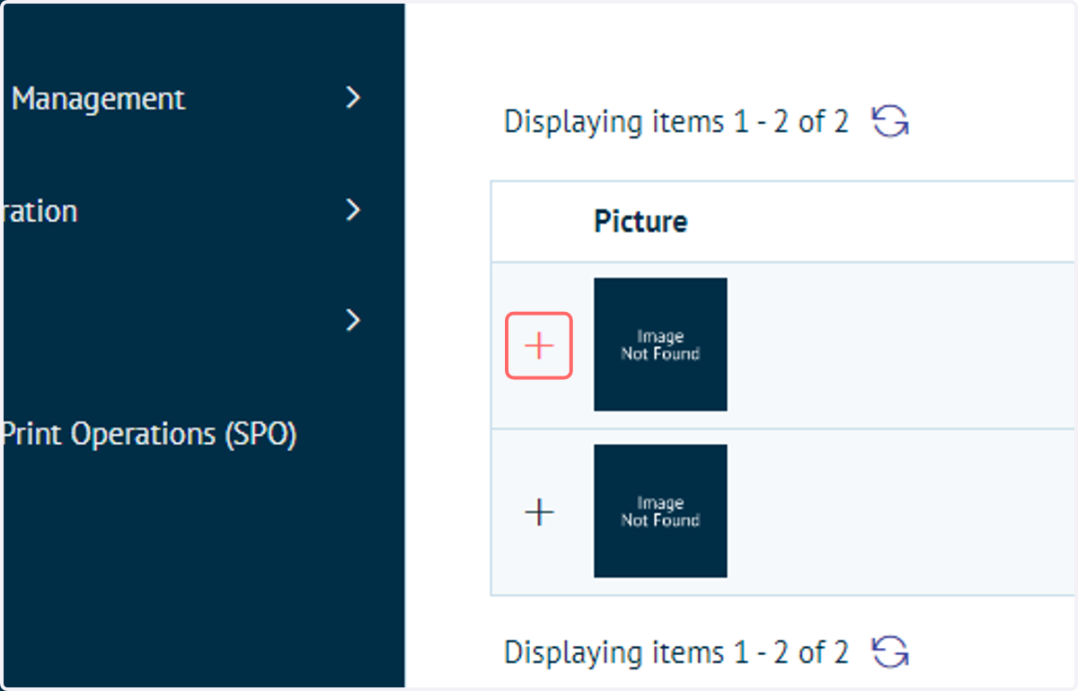 Locate your product and click the '+' icon