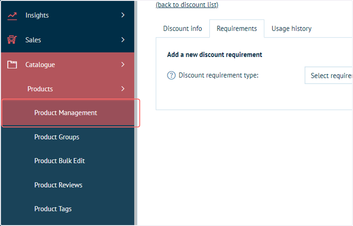 Click on Product Management